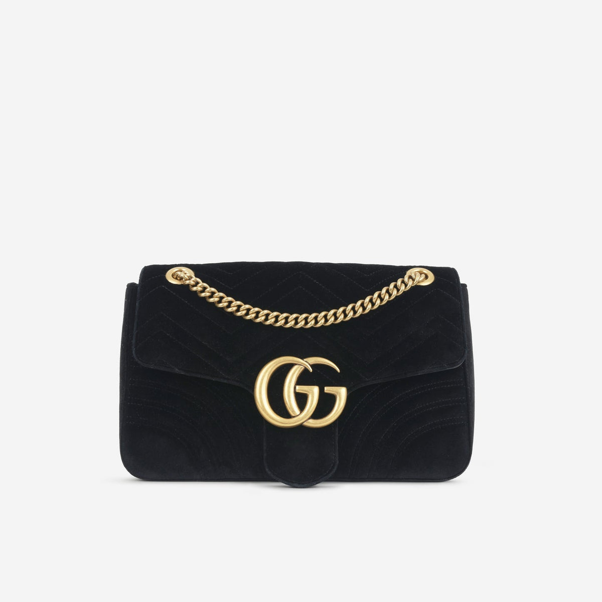 Gucci Gucci - GG Marmont Shoulder Bag - Black Velvet GHW - Pre-Loved