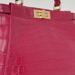 Fendi Fendi - Large Peekaboo GHW - Hot Pink Crocodile GHW - Pre-Loved