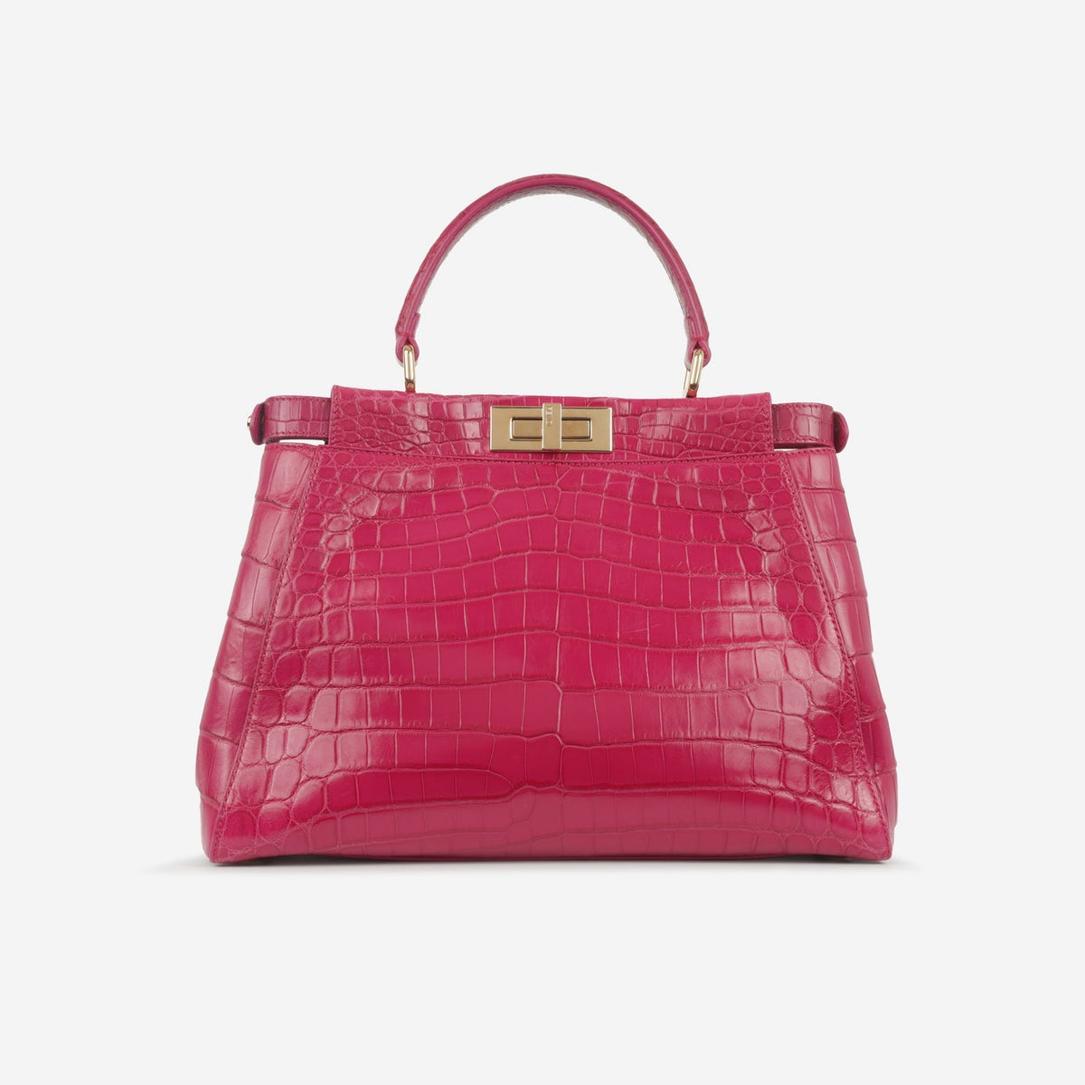 Fendi Fendi - Large Peekaboo GHW - Hot Pink Crocodile GHW - Pre-Loved