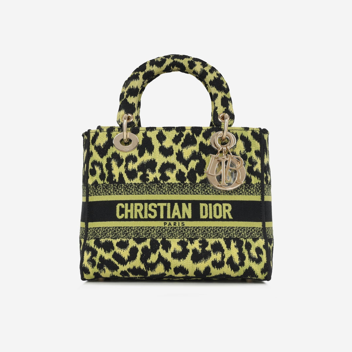 Dior - Lady D-Lite - Medium - Lime / Black Leopard CGHW - 2021 - Pre-Loved