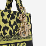 Dior - Lady D-Lite - Medium - Lime / Black Leopard CGHW - 2021 - Pre-Loved