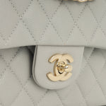 Chanel Small Double Classic Flap - Grey Caviar | Champagne Gold Hardware