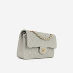 Chanel Small Double Classic Flap - Grey Caviar | Champagne Gold Hardware