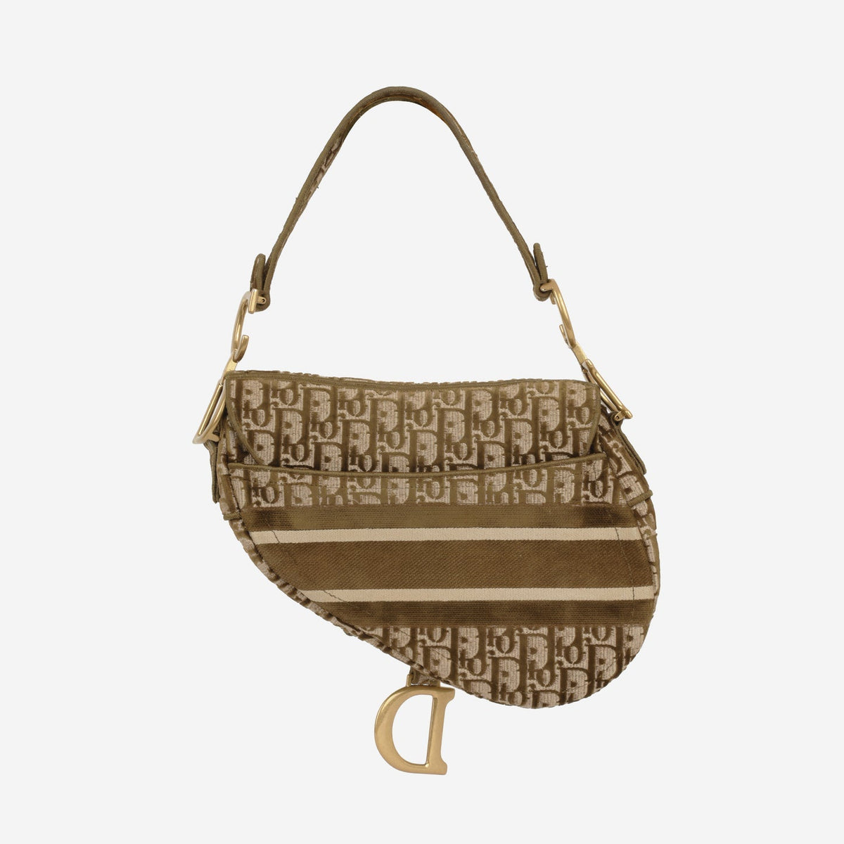 Dior Dior - Medium Saddle Bag - Olive Oblique Canvas GHW - Pre-Loved - 2020