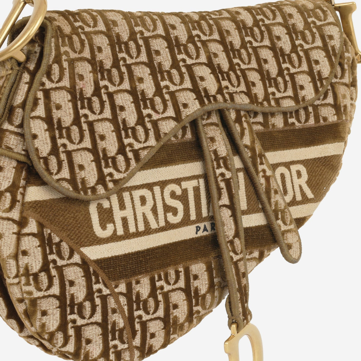 Dior Dior - Medium Saddle Bag - Olive Oblique Canvas GHW - Pre-Loved - 2020