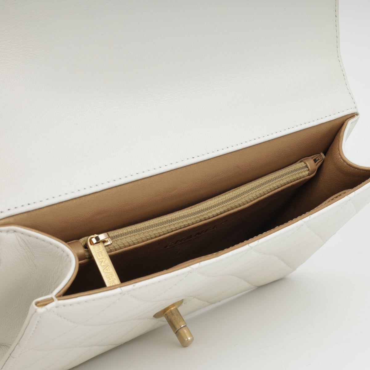 Chanel Medium Vertical Pearl Flap - White Calfskin | Antique Gold Hardware