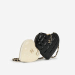 Chanel Double Heart Crossbody - Black/White