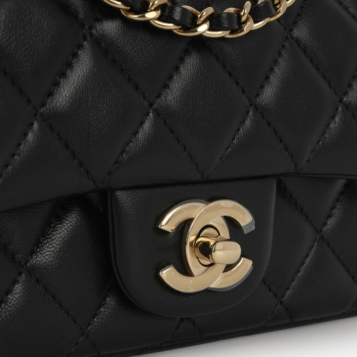 Chanel Slim Mini Rectangular - Black Lambskin | Champagne Gold Hardware
