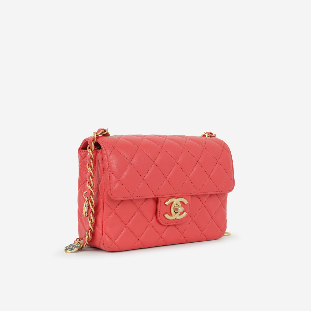 Chanel Seasonal CC Pins Flap - Red Lambskin | Gold Hardware