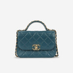 Chanel Infinity Top Handle - Blue Calfskin | Gold Hardware
