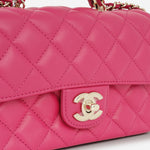 Chanel Mini Strass Top Handle Flap - Fuchsia Lambskin | Champagne Gold