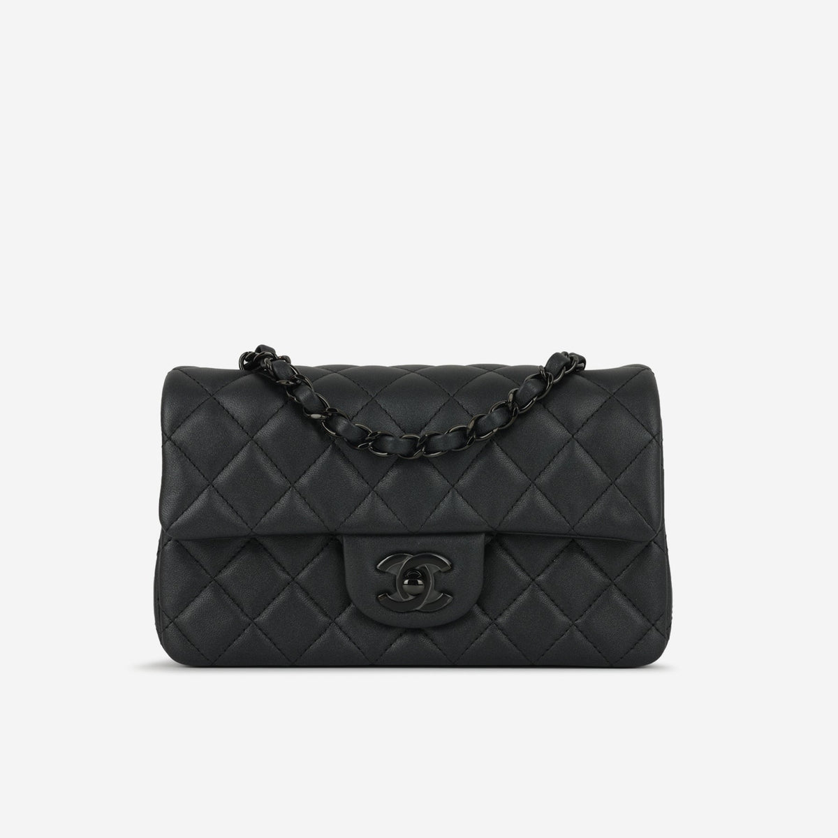Chanel Mini Rectangular - So Black Iridescent Lambskin