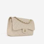 Chanel Classic Jumbo Double Flap - Ecru Caviar | Champagne Gold Hardware