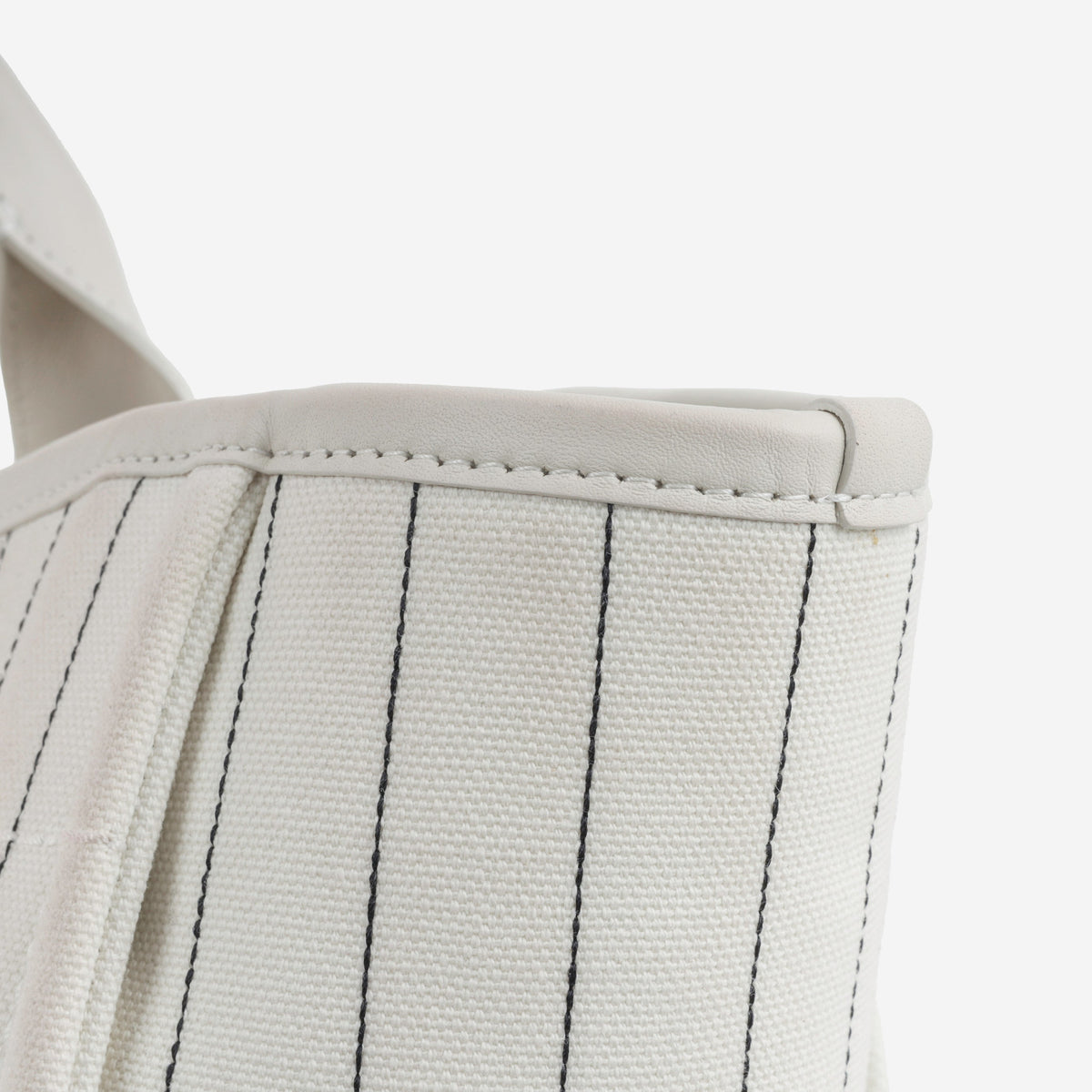 Chanel Large Deauville - White Canvas / Black Stripes | Silver Hardware