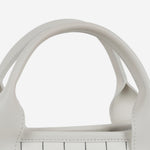 Chanel Large Deauville - White Canvas / Black Stripes | Silver Hardware
