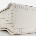Chanel Large Deauville - White Canvas / Black Stripes | Silver Hardware