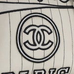 Chanel Large Deauville - White Canvas / Black Stripes | Silver Hardware