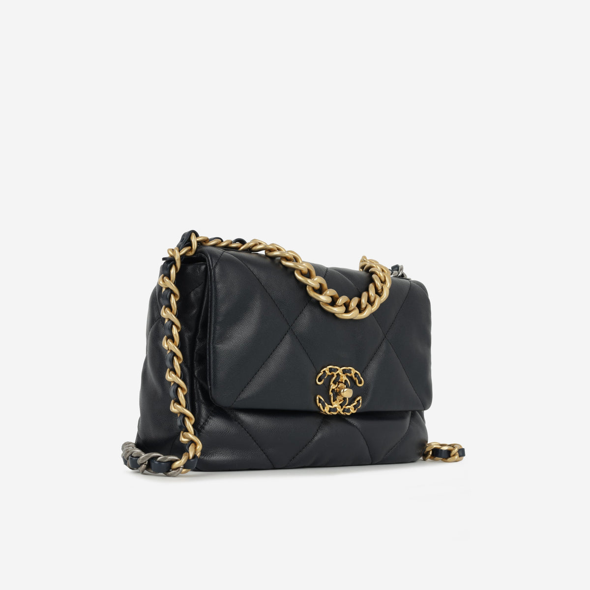 Chanel Small 19Midnight Blue Lambskin | Gold & Silver Hardware