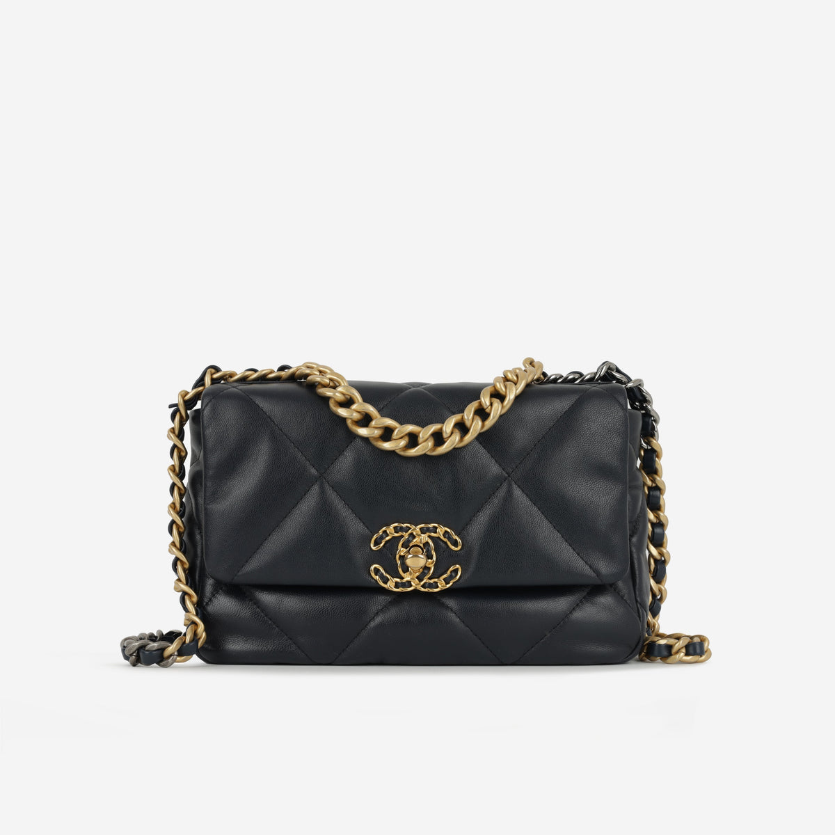 Chanel Small 19Midnight Blue Lambskin | Gold & Silver Hardware