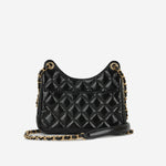 Chanel Small Hobo Bag - Black Shiny Crumpled Calfskin | Gold Hardware