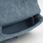 Chanel Mini Camellia Heart Crush - Blue Embroidered Denim | Silver Hardware