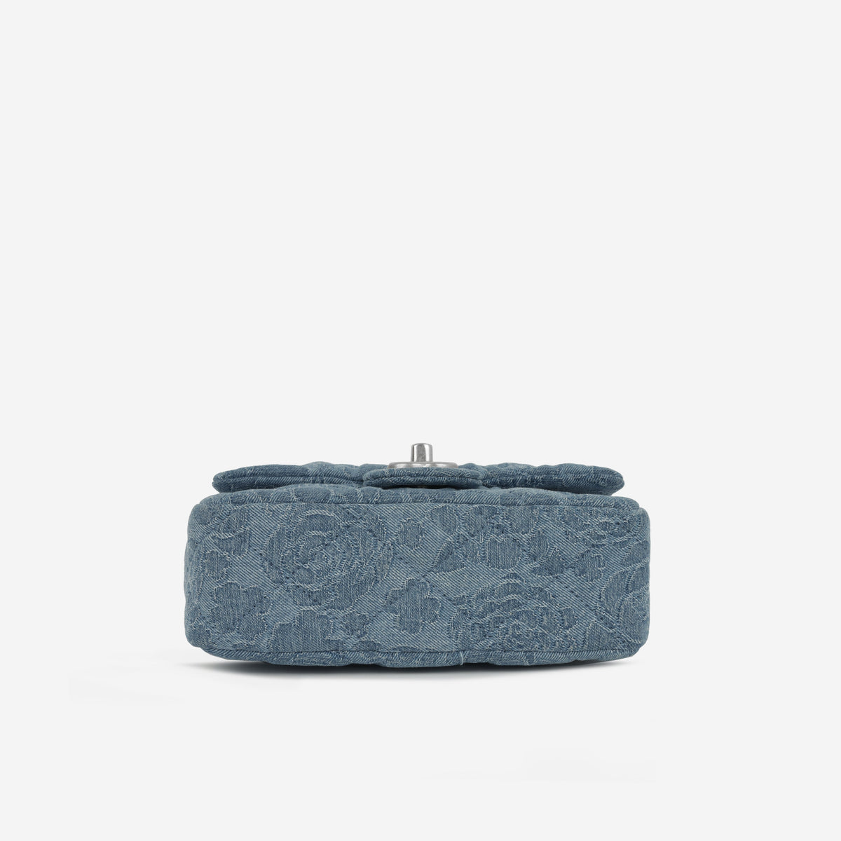 Chanel Mini Camellia Heart Crush - Blue Embroidered Denim | Silver Hardware