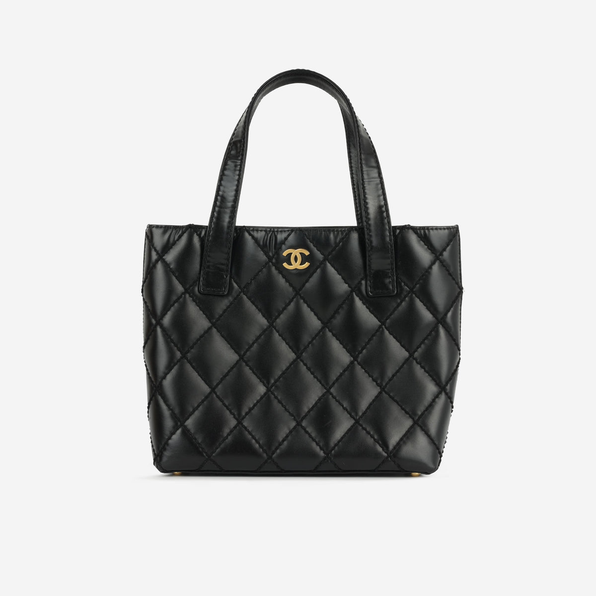 Chanel Small Surpique Stitch Tote | Black Calfskin