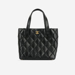 Chanel Small Surpique Stitch Tote | Black Calfskin