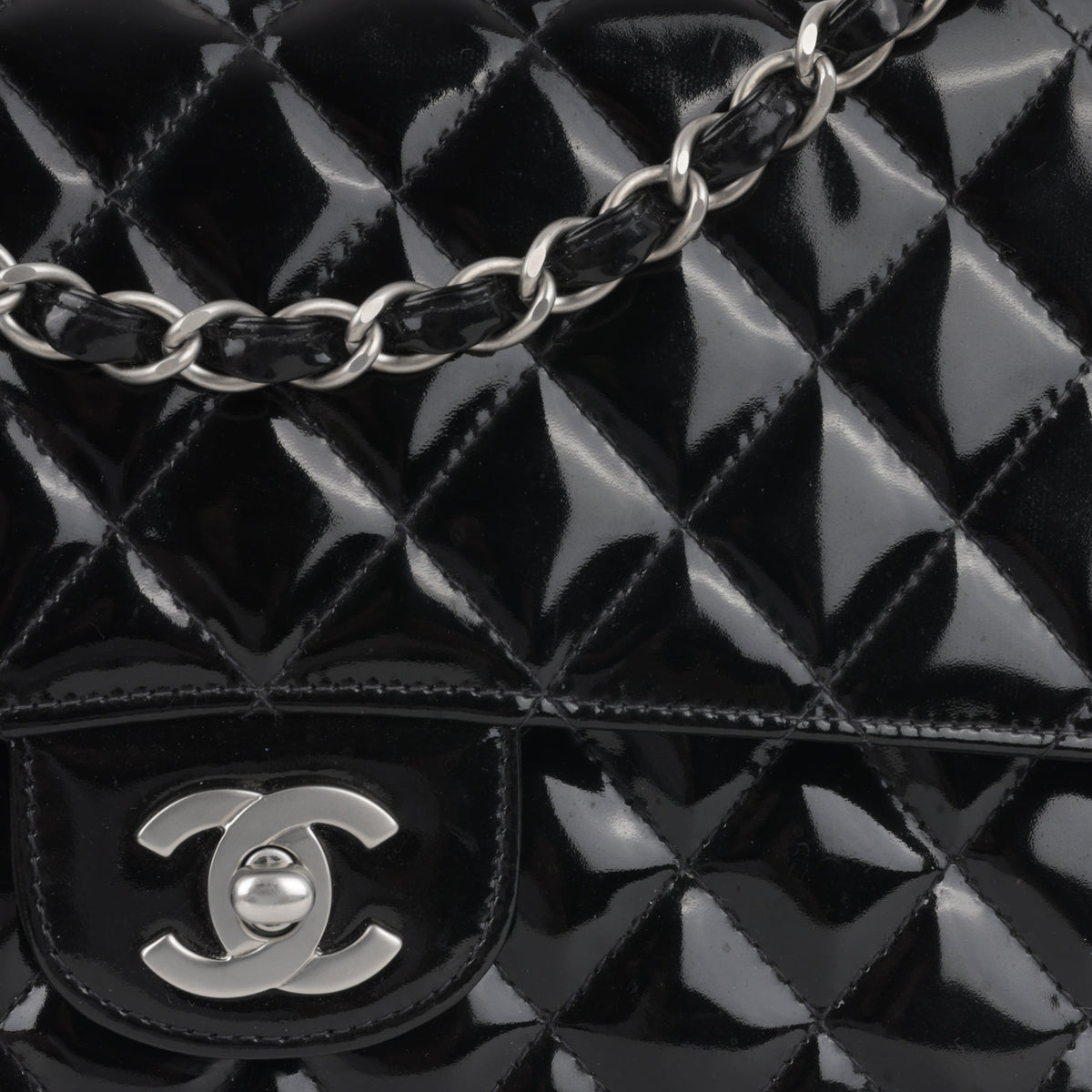 Chanel Medium Classic Flap - Black Patent | Silver hardware