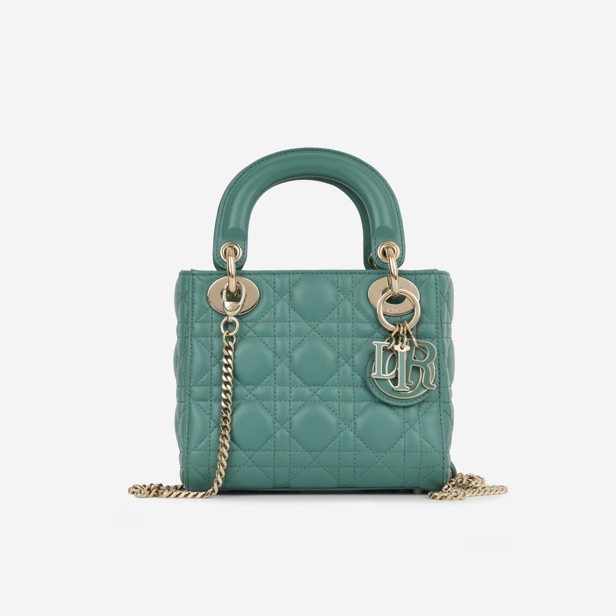 Dior Mini Lady Dior - Teal Lambskin | Champagne Gold Hardware