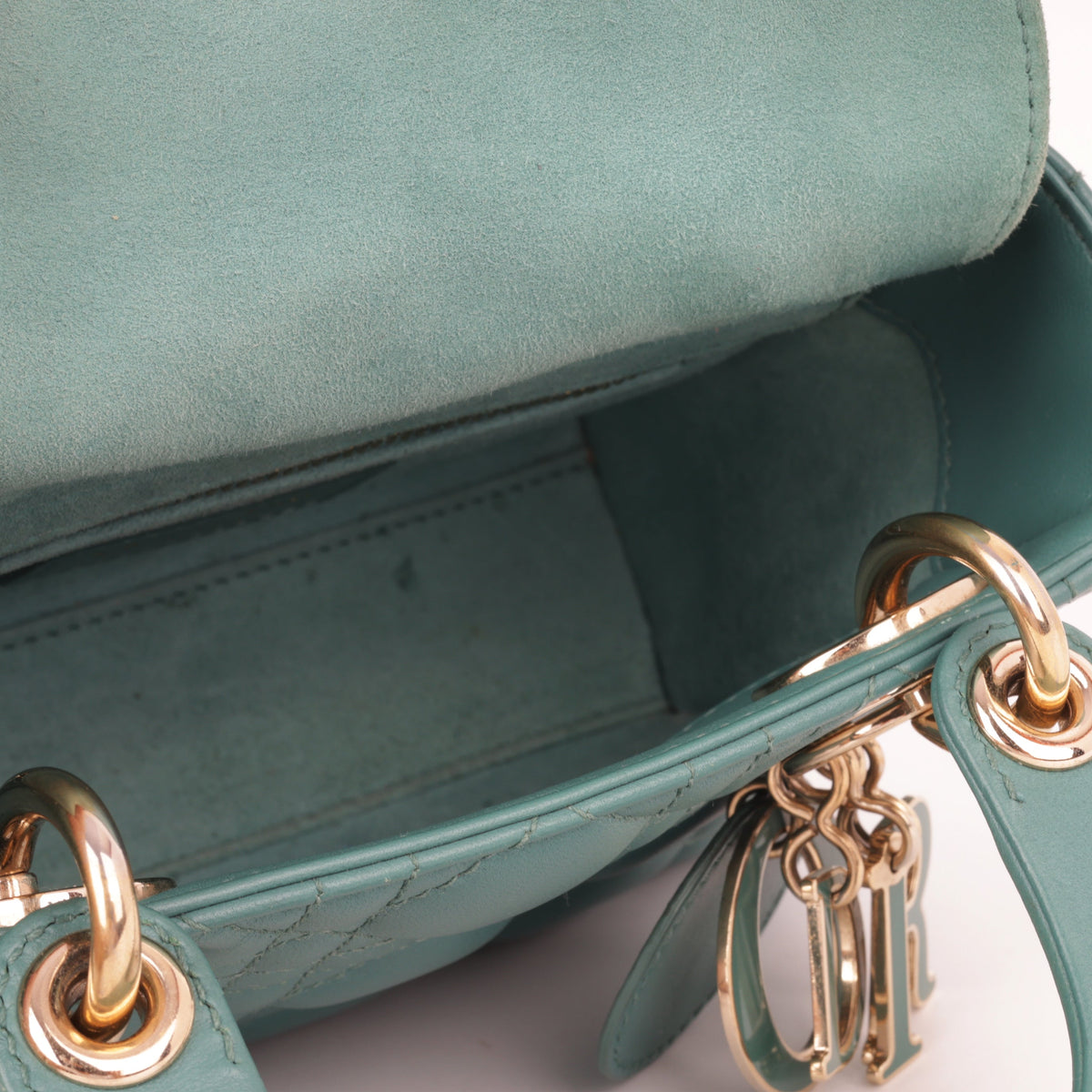 Dior Mini Lady Dior - Teal Lambskin | Champagne Gold Hardware