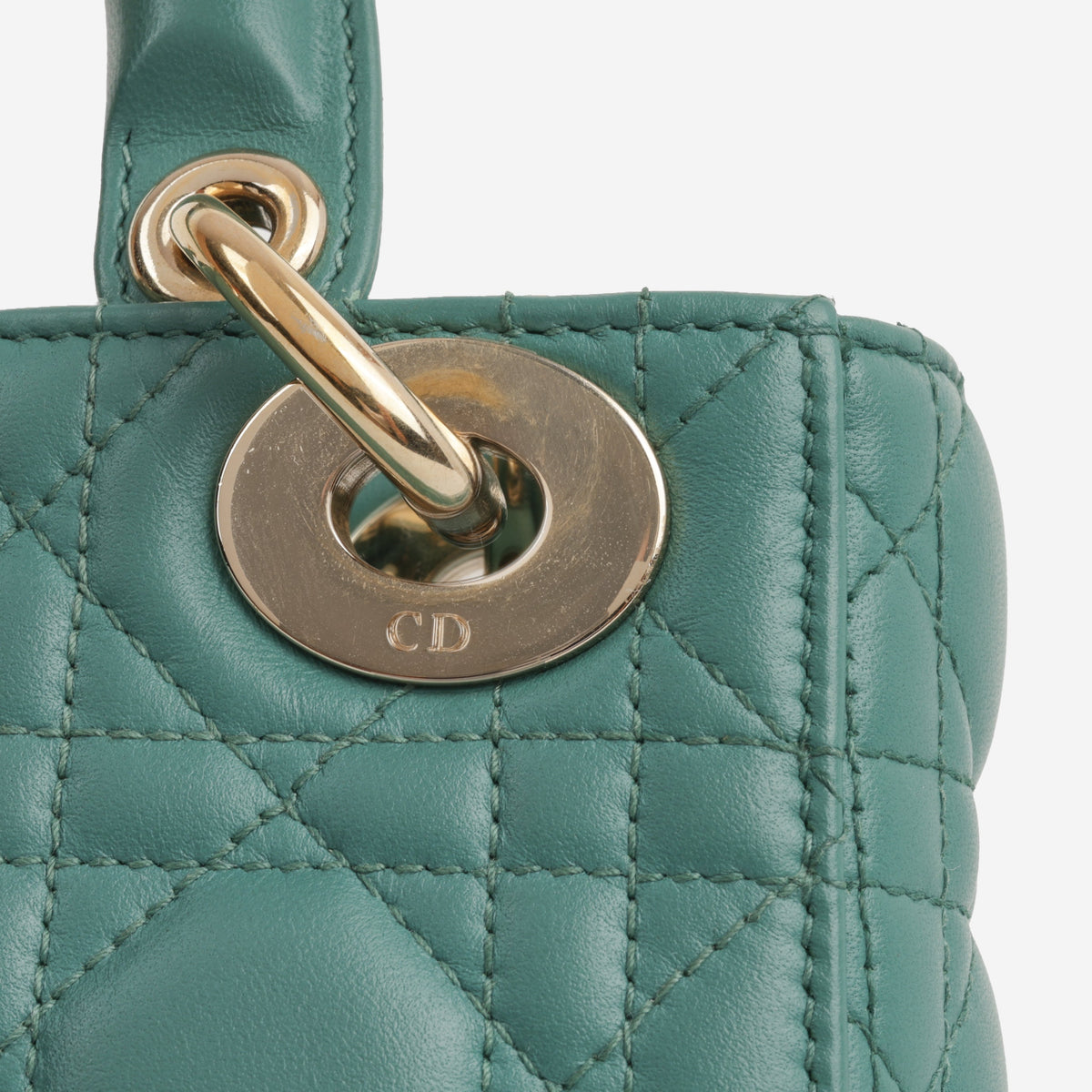 Dior Mini Lady Dior - Teal Lambskin | Champagne Gold Hardware