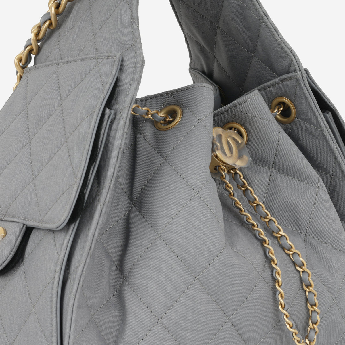 Chanel Small 25 Hobo - Grey Coated Canvas | Antique Gold Hardware