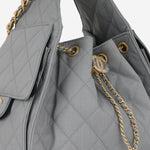 Chanel Small 25 Hobo - Grey Coated Canvas | Antique Gold Hardware