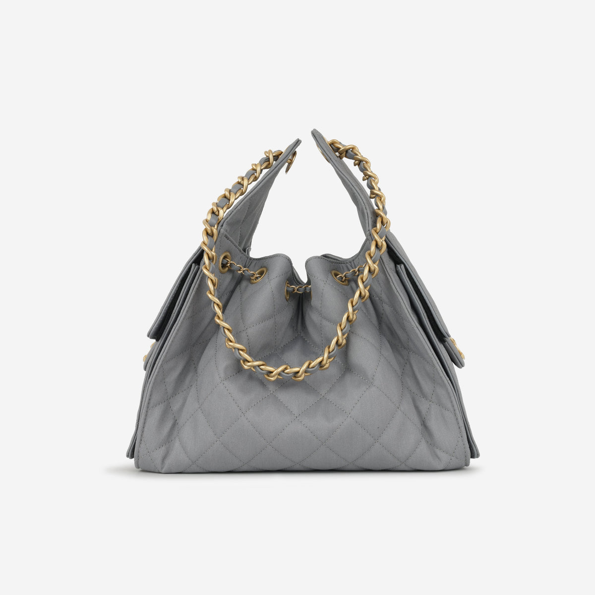 Chanel Small 25 Hobo - Grey Coated Canvas | Antique Gold Hardware