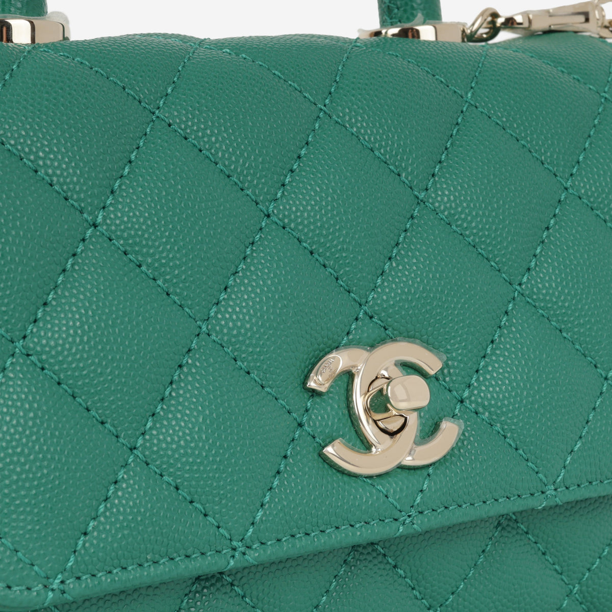 Chanel Mini Coco Handle - Green Caviar | Champagne Gold Hardware