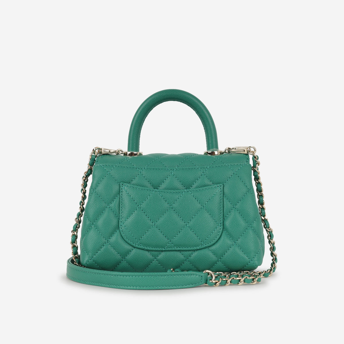 Chanel Mini Coco Handle - Green Caviar | Champagne Gold Hardware